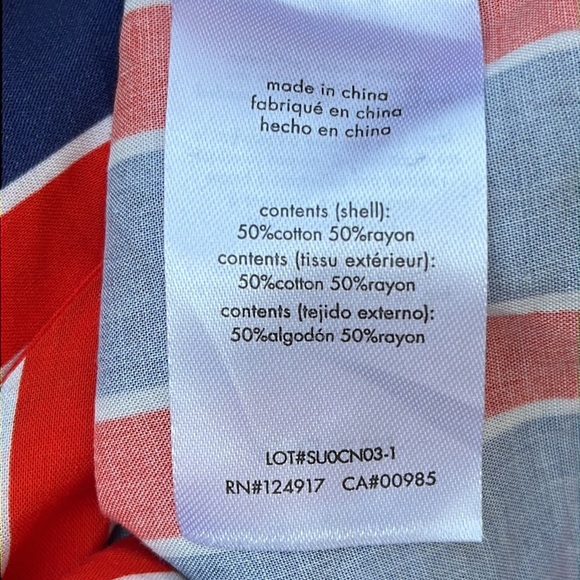 WEWOREWHAT Bisou Tie Crop Top, Blue and Red Stripe, Size M - Picture 8 of 12